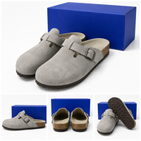 Sabots de jardin en daim avec semelle en liège, mules à double boucle, à enfiler, confortables, décontractées, chaussures d'été unisexes, vente en gros