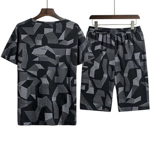 Ensembles de survêtements décontractés pour hommes ensemble de vêtements de sport d'été 2 pièces t-shirt avec broderie de lettres pour hommes ensemble short de jogging à la taille streetwear - Product Image 2