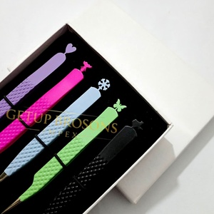 Famous Styles Cutout Diamond Grip <b>Silver</b> Tip Stainless Steel Anti-Magnetic Anti-Static Eyelash Extension Tweezers Custom Logo - Product Image 2