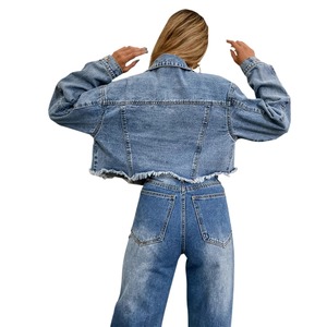 Élégant personnalisable 100% coton veste en jean en détresse pour femmes jean à capuche respirant avec décoration de rivet nouveau design pénal - Product Image 3