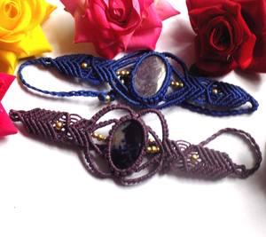 Prix en gros Bracelet en macramé réglable avec mélange de 15mm de perles de pierre avec accord fait à la main pour cadeau de fête des pères - Product Image 3