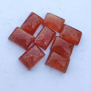 Venta al por mayor Natural Sunstone cabujón forma rectangular parte posterior plana AAA + piedras preciosas de calidad tamaños personalizados y color rojo disponibles - Product Image 2