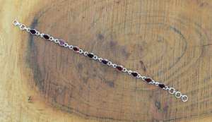 Bracelet en argent sterling avec grenat rouge, fait à la main, réglable, bijoux en pierres précieuses, bracelet élégant, cadeaux pour femmes - Product Image 6