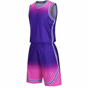 Ensembles d'uniformes de basket-ball respirants en 100% polyester avec logo personnalisé de qualité supérieure avec nom d'équipe personnalisé et design sans manches - Product Image 2