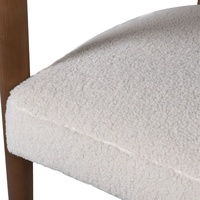 Fauteuil rond moderne avec structure en bois et revêtement en tissu blanc pour salle à manger ou restaurant