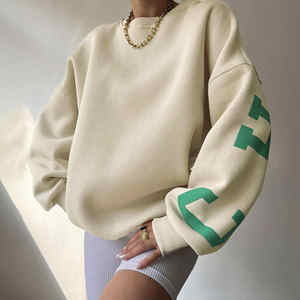 Manufacturer-Custom Printed Oversize Cotton Fleece Womens Streetwear Breathable <b>Crewneck</b> Pullover Hoodie <b>Sweater</b> for Winter - Product Image 4