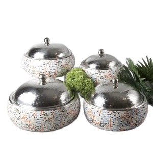 Plat Casserole en Métal Noir Fait à la Main Unique Nouveau Design en Bois Mère Perle Réchauffeur Alimentaire Hotpot - Product Image 3