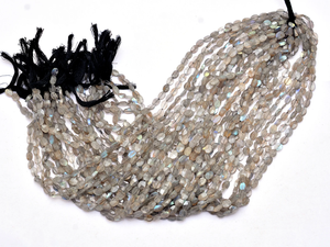 Cuentas ovaladas facetadas de 7x5mm de labradorita natural | Hilo de 13 "| Cuentas de piedras preciosas semipreciosas de labradorita de Fuego Azul para joyería - Product Image 4
