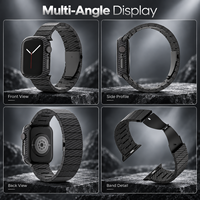 Keepwin Bracelet de montre léger en fibre de carbone véritable Boucle magnétique solide Bande Sport de remplacement pour Apple iWatch 9 8 7 6 5