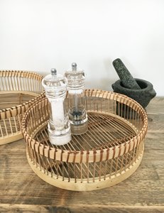 Vietnam Wholesale Natural Bamboo Round Serving <b>Tray</b> for Food Woven Fruit <b>Basket</b> Wicker Rattan Serving <b>Tray</b> Bamboo Food <b>Trays</b> - Product Image 1