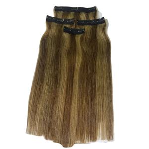 Nouveau Design Cuticules Alignés Premières Extensions De Cheveux Droite Piano Couleur Cheveux Clip Dans Les Extensions 100% de Cheveux Humains - Product Image 1