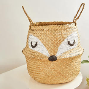 Lovely Seagrass Folding Cloth Basket Foldable Laundry Storage <b>Boxes</b> & Baskets for Children Toy Storage and <b>Clothes</b> - Product Image 4