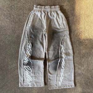 Survêtements tendance pour hommes, tenue de jogging en coton brodée en 3D délavé à l'acide, ensemble streetwear deux pièces élégant, vente en gros en vrac - Product Image 3