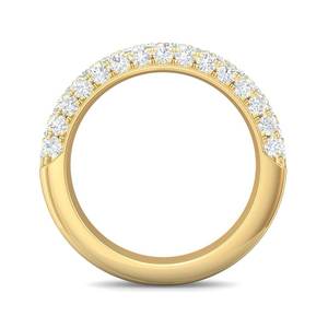 Bague de fiançailles et de mariage pour femme en or jaune 10K certifiée IGI, sertie de trois rangs pavés de pierres de 1,50 CTW, plaquée rhodium - Product Image 3