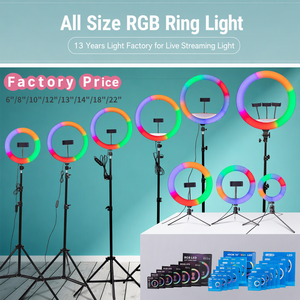 Ljj56 Lampe annulaire pliable RGB de <span class=keywords><strong>22</strong></span> <span class=keywords><strong>pouces</strong></span> 2700-7000K avec télécommande et support de téléphone réglable - Product Image 6