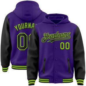 Direct Industry Wholesale Casual Winter Custom Purple <b>Gold</b>-White Bomber Full-Snap Varsity Letterman Two Tone Hoodie Jacket - Product Image 2