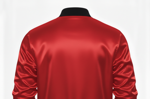 Veste bomber en toile satinée personnalisée de haute qualité |   Broderie de lettres en chenille |   Col montant coupe-vent long - Product Image 4