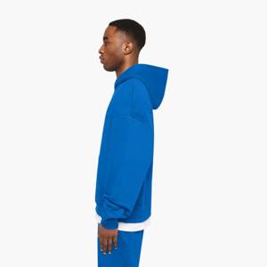 Hoodies pour homme, 100% coton Essential Zip Hoodie-Bleu, Epaule tombante Fit avec poches avant et coton Premium 450gsm - Product Image 3