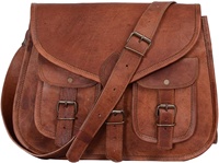 Tas Selempang Kulit Asli Ukuran Sedang Gaya Vintage Tahan Air Ringan Tali Selempang Dapat Disesuaikan Kapasitas Besar Kasual