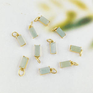 จี้หินประจำเดือนมีนาคมเล็ก8x4มม. มีง่ามบาแกตต์ชุบทองสำหรับทำเครื่องประดับเป็นของขวัญ - Product Image 1