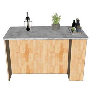 รถเข็นครัวทันสมัยขนาด 140x70x85 ซม. พร้อมไม้ยางพาราและท็อปหิน รุ่น KISL001 - Product Image 5