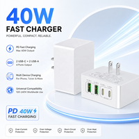 Chargeur HNT 40W Type-C 4 ports à charge rapide 2C2A, adaptateur mural GaN, prise UK US EU JP, chargeur OEM pour téléphone portable, tablette, ordinateur portable