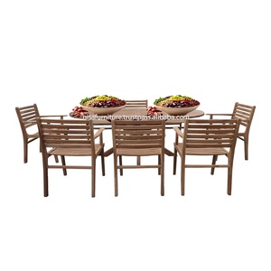 Luxury Teak <b>Wood</b> Outdoor Furniture Set Modern <b>Chairs</b> & Oval Dining <b>Table</b> for Villa Hotel Indonesia - Product Image 3