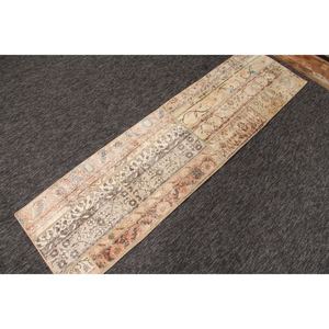 พรมวินเทจสไตล์ตุรกี ขนาด 1.8x6.6 ฟุต พรมขนาดเล็ก สีเบจลายเรขาคณิตสีรุ้ง พร้อมลวดลายดอกไม้ - Product Image 3