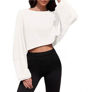 Top corto personalizado sudaderas mejor Material Crop Top sudaderas superventas Warm Up crop top sudaderas ropa de invierno - Product Image 4