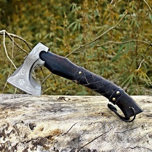 Hache Viking 14 de qualité industrielle Steel Craft International, lame en acier au carbone, tête de hache en bois, personnalisable pour le camping et la chasse - Product Image 5