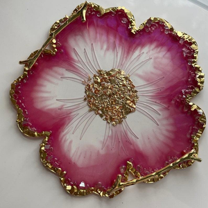 Plateau de service en résine le plus vendu Plateau de service rond pour aliments avec poignée en métal Plateau de service décoratif - Product Image 2