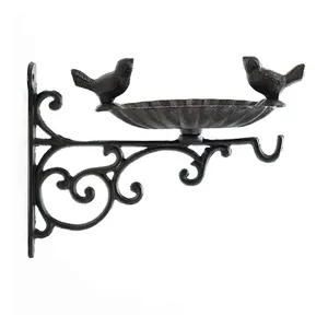 壁挂装饰心形阳台装饰鸟浴金属铝黑鸟浴家居花园装饰品