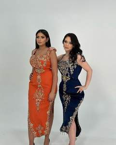 2023 Elegant Karakou <b>Dress</b> with Embroidery & Crystal Glass Beadsstone Dabka Work Made from Silk & Linen - Product Image 1