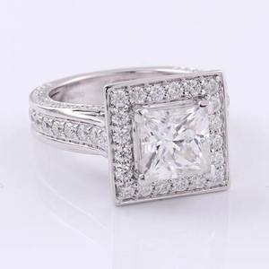 แหวนเพชรโมอิสสีขาวตัดสำหรับเจ้าหญิงแหวนเงินสเตอร์ลิงและจี้ฮิปฮอป - Product Image 2