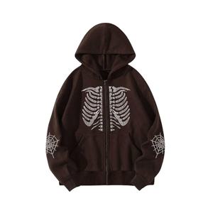 Wholesale Custom Heavyweight Oversize Men's Hoodie 100% Cotton Solid Pattern Rhinestone Boxy Plus Size Winter OEM Available - Product Image 1