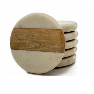 Ensemble de 4 sous-verres en marbre et bois faits à la main pour table à manger sous-verre de cuisine moderne pour la décoration de la maison - Product Image 2