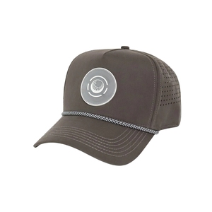 Casquette de golf professionnelle 5 panneaux perforée au laser respirante avec visière torsadée et cordon, personnalisation en silicone du logo du fabricant - Product Image 3