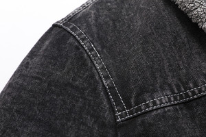 Veste en jean d'hiver pour homme, doublée de fourrure épaisse, chaude, décontractée, tendance, coupe-vent, avec col en fourrure douce, veste pour temps froid - Product Image 6