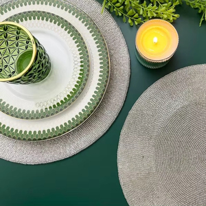 Multiple Color Leaf Beaded Place-<b>mats</b> <b>Christmas</b> Decor Classy Look Festive Arrival Unique Design at Affordable Prices - Product Image 1