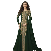 Robe Anarkali traditionnelle à longueur normale, imprimée à la main, multicolore, avec broderie lourde, en soie, pour mariée, été, avec dupatta