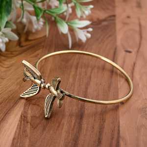 Bracelet manchette réglable sur le thème des oiseaux bohème doré Designer unique en laiton unisexe cadeau accessoire de mode bijoux - Product Image 3