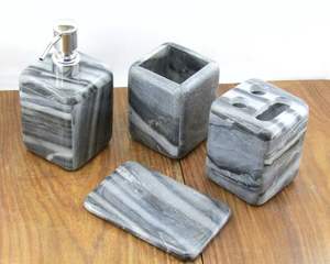 Juego de baño de resina hecho a mano de primera calidad con acabados artísticos y patrones de remolino resistente al agua e ideal para regalos o uso personal - Product Image 4