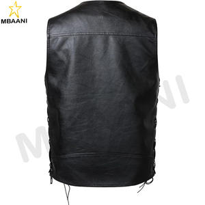 Gilet de moto en simili cuir pour homme, style club, veste cool à boutons pression avec fermeture éclair - Product Image 3