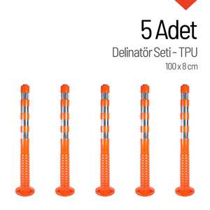 Poteau de signalisation routière flexible 100 x 8 cm (TPU) – Lot de 5 – Barrière de circulation - Product Image 1