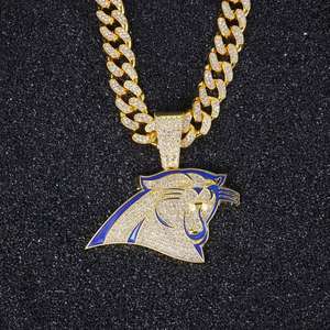 Colgante de Campeonato de los Carolina Panthers, Joyería de Plata de Alta Gama Estilo Hip Hop con Diamantes Moissanite, Joyería Moderna para Regalo o Fiesta - Product Image 2