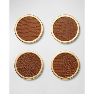 Ensemble de sous-verres en similicuir marron de luxe avec support en métal doré tapis de boisson de qualité supérieure pour la décoration de bar et d'hôtel de bureau à domicile - Product Image 3