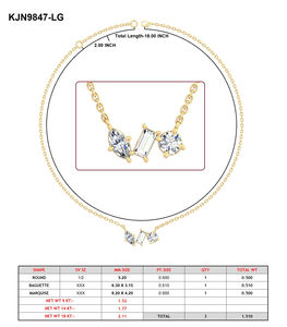 1.50Ct Baguette Marquise et Round Lab Grown Diamond Womens Pendant Colliers Made in Sterling Silver Affordable Luxury - Product Image 5