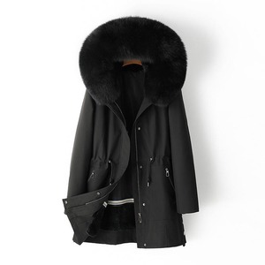 Chaqueta Acolchada de Piel de Oveja Vintage para Mujer, Impermeable, Cálida, de Color Sólido, con Cuello Alto, Estilo Parka de Invierno - Product Image 1