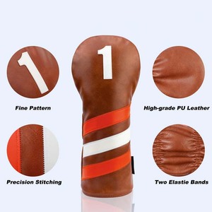 Fundas para Palos de Golf de Cuero PU Cómodas y Duraderas con Diseño de Rayas Impresas Personalizadas para Uso en Exteriores - Product Image 4