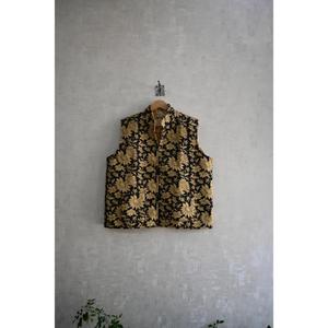 Chaleco Acolchado de Algodón con Estampado de Bloques Ecológico Hecho a Mano para Mujer, Chaqueta sin Mangas, Ropa Exterior Étnica Informal - Product Image 2
